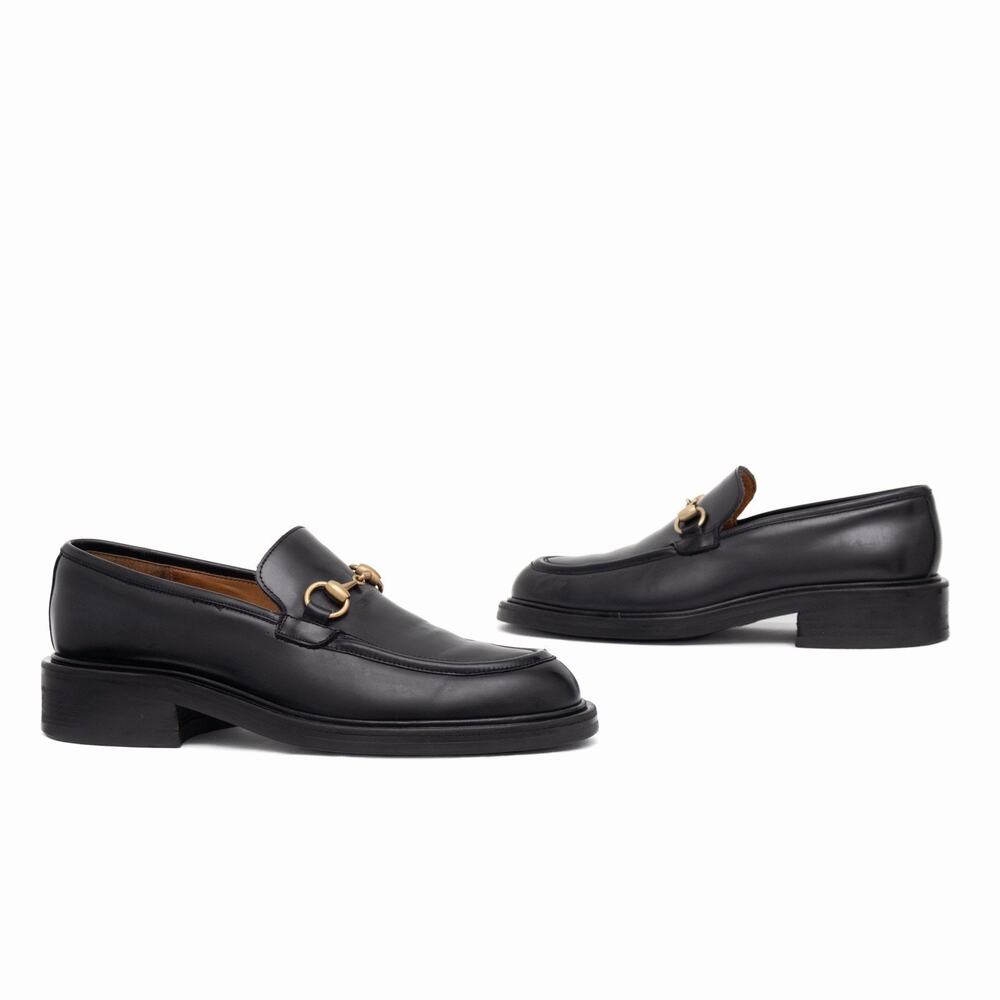 VTG GUCCI Tom Ford Era Black Leather Horsebit Loafers Old Money EU 41 US 8 D